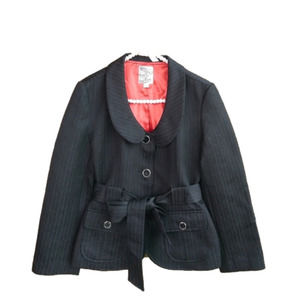 TULLE Peter Pan Collar Belted Jacket Blazer